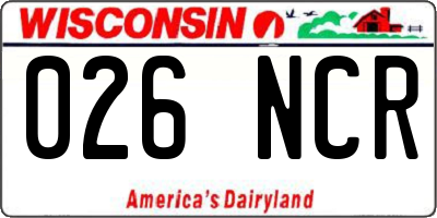WI license plate 026NCR