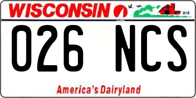 WI license plate 026NCS