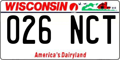 WI license plate 026NCT