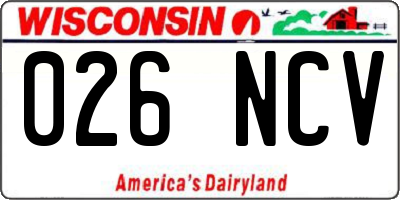 WI license plate 026NCV