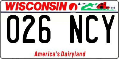 WI license plate 026NCY