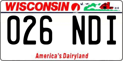 WI license plate 026NDI