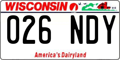 WI license plate 026NDY
