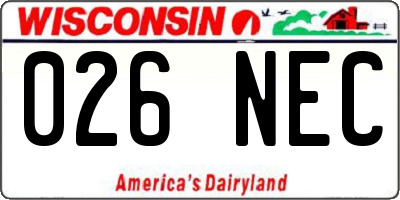 WI license plate 026NEC