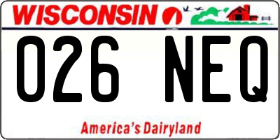 WI license plate 026NEQ