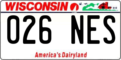 WI license plate 026NES