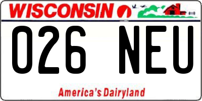 WI license plate 026NEU