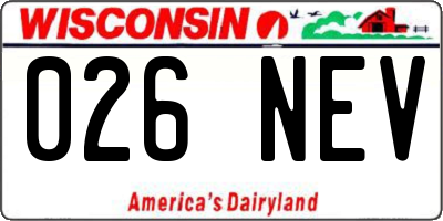 WI license plate 026NEV