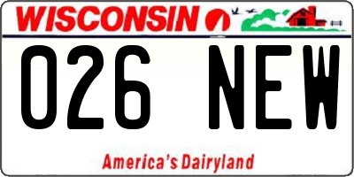 WI license plate 026NEW