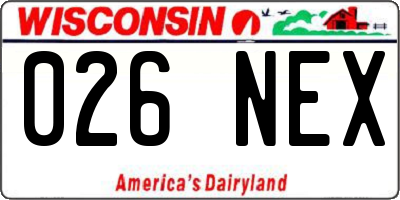 WI license plate 026NEX