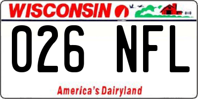 WI license plate 026NFL