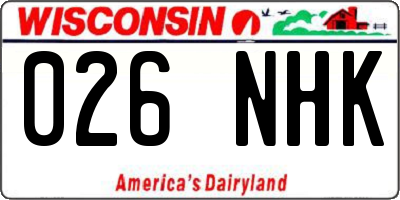 WI license plate 026NHK