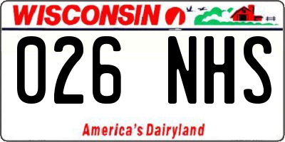 WI license plate 026NHS