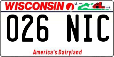 WI license plate 026NIC