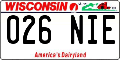 WI license plate 026NIE