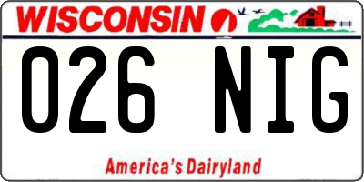 WI license plate 026NIG