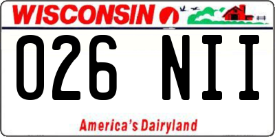 WI license plate 026NII