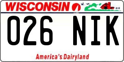 WI license plate 026NIK