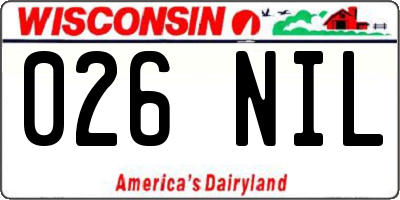 WI license plate 026NIL