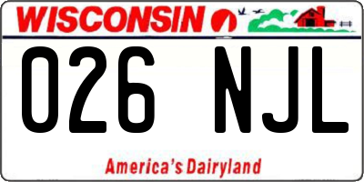 WI license plate 026NJL