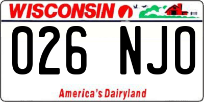 WI license plate 026NJO