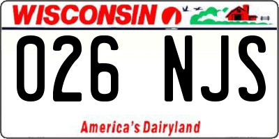 WI license plate 026NJS
