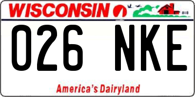 WI license plate 026NKE