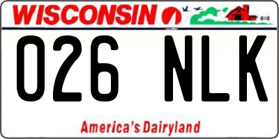 WI license plate 026NLK