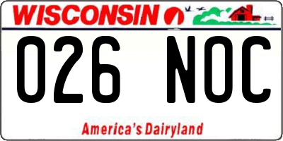 WI license plate 026NOC