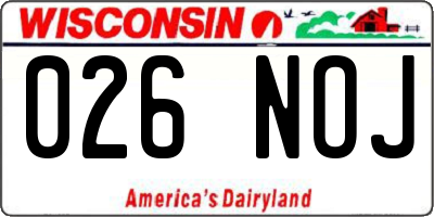WI license plate 026NOJ
