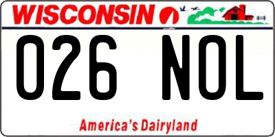 WI license plate 026NOL