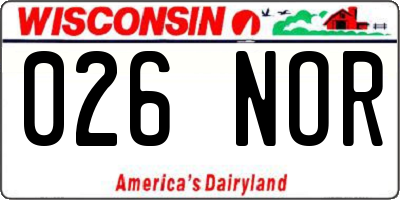 WI license plate 026NOR