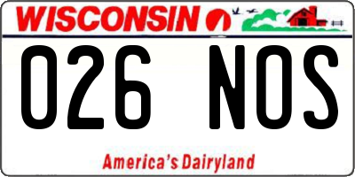 WI license plate 026NOS