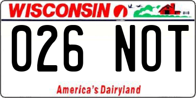 WI license plate 026NOT