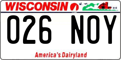 WI license plate 026NOY