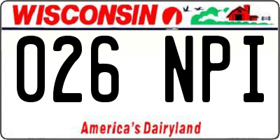 WI license plate 026NPI