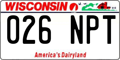 WI license plate 026NPT