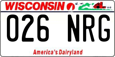 WI license plate 026NRG