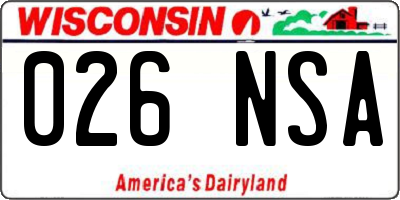 WI license plate 026NSA
