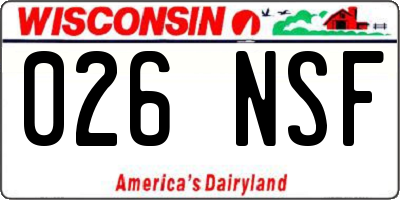WI license plate 026NSF