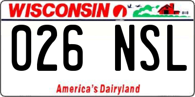 WI license plate 026NSL