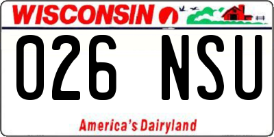 WI license plate 026NSU