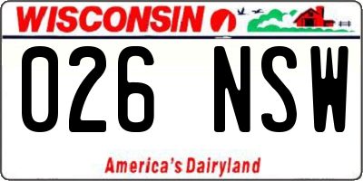 WI license plate 026NSW