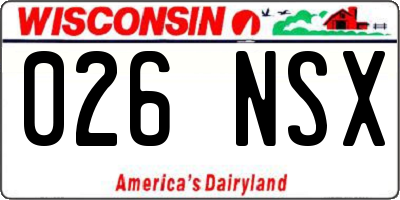 WI license plate 026NSX