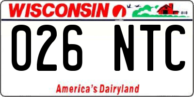 WI license plate 026NTC