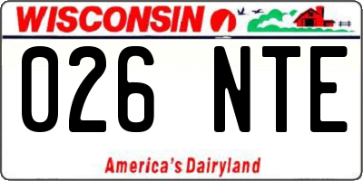 WI license plate 026NTE