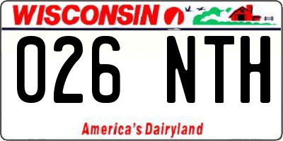WI license plate 026NTH