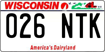 WI license plate 026NTK