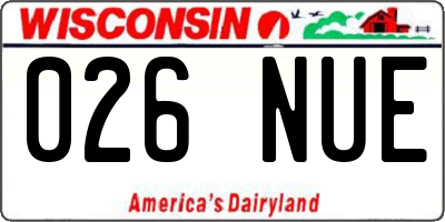 WI license plate 026NUE
