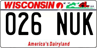 WI license plate 026NUK